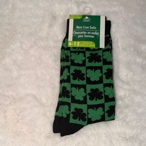 Green and Black Clover Crew Socks